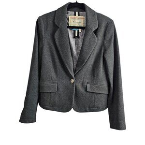 Cartonnier Blazer Anthropologie Corp Core Charcoal Gray Cotton Blend Jacket